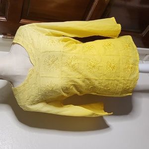 Sol Clothing brand. Yellow long sleeve tunic with embroidery size L